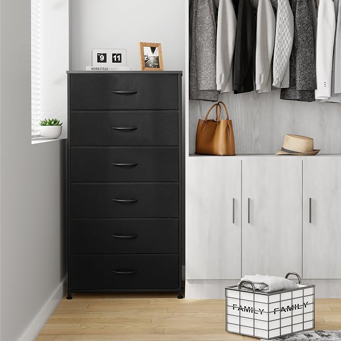 Tall 6-Drawer Wide Fabric Storage Tower Dresser - Image 2