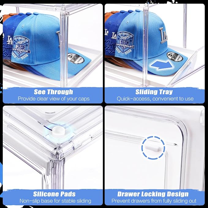 Hat Organizer for Baseball Caps, Large Clear Hats Holder Box Hat Storage - Image 5