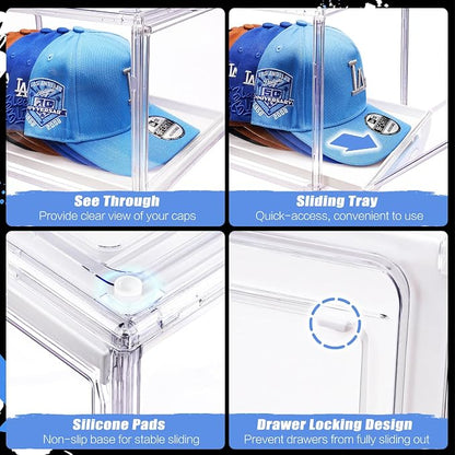 Hat Organizer for Baseball Caps, Large Clear Hats Holder Box Hat Storage - Image 5