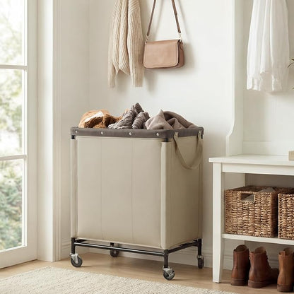 StorageWorks 2 Section Laundry Hamper, 120L Tan Sorter Cart - Image 7