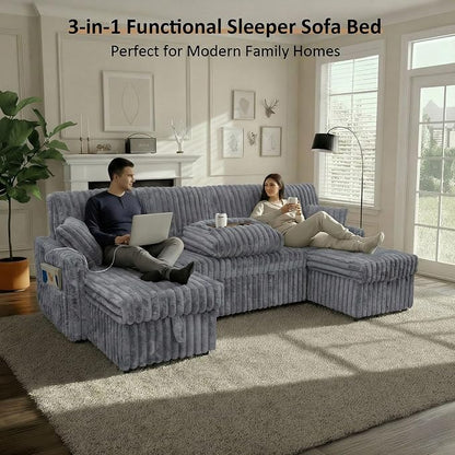 104" U Shaped Sleeper Sofa Bed, Sectional Couches - Image 6