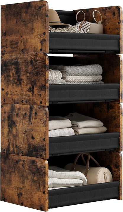 FOUCSSOMEI Closet Organizer and Storage, 4 Tier Stackable Storage Organizer by FOUCSSOMEI