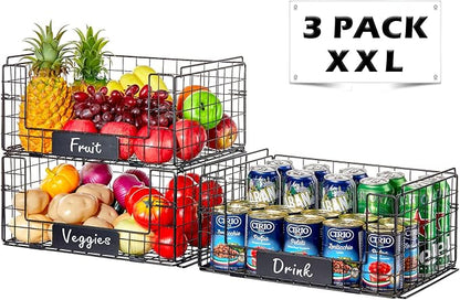 3 Pack XXL Stackable Wire Baskets - Image 4