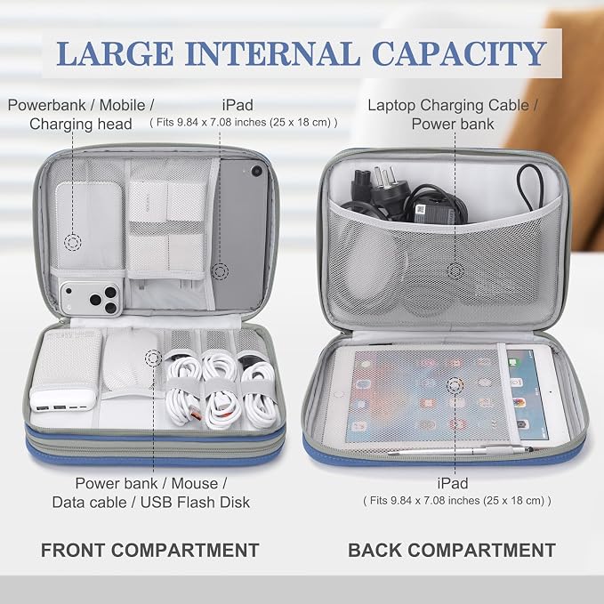 FYY Electronic Organizer, Extra Large Travel Cable Organizer Bag Pouch Portable - Image 3