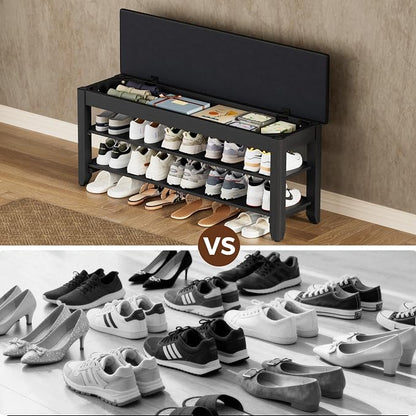 Homleke 2-Tier Solid Wood Shoe Rack Bench - Image 8