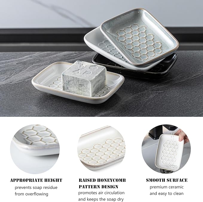 Gomakren Soap Dish for Shower, Bar Soap Holder, Christmas Ceramic Soap Dishes - Image 4