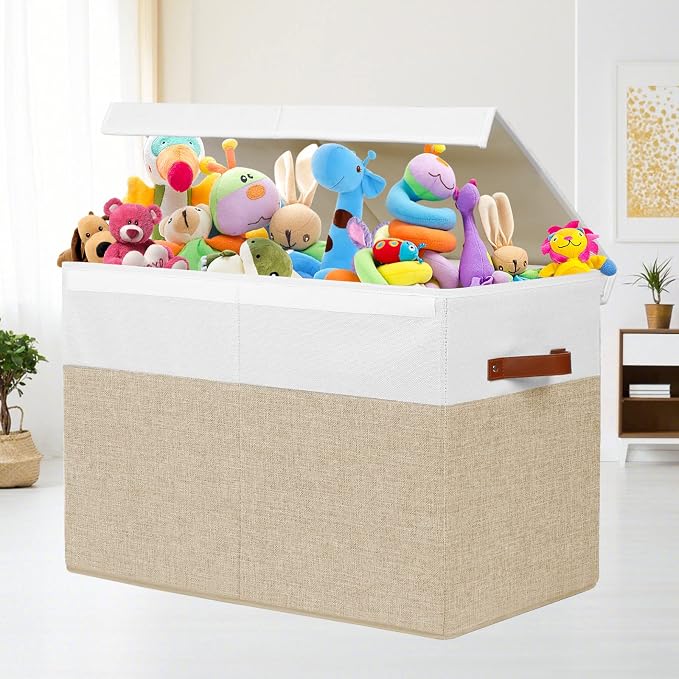 Large Toy Storage Box with Lid, Toy Chest Bin Boxes Basket with Dividers | - Image 2