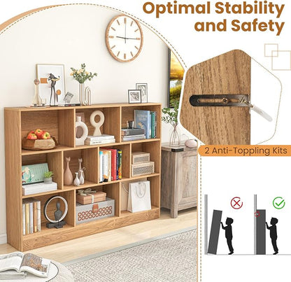 Giantex 10 Cube Bookcase, 4-Tier Freestanding Bookshelf w/ 10 Open Compartments - Image 4