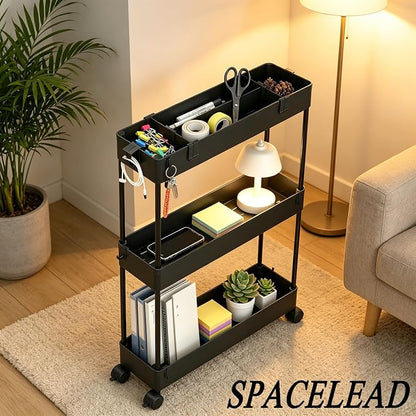 SPACELEAD Slim Storage Cart 3 Tier, Bathroom Organizer Rolling Utility - Image 4