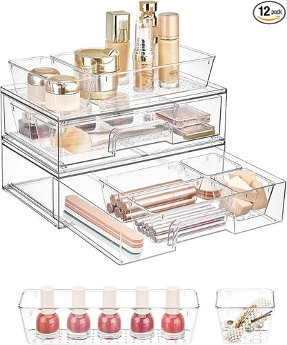 Vtopmart 12-Pack Clear Makeup Organizer Set by Vtopmart