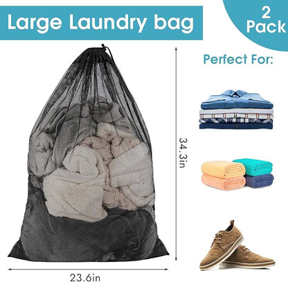 2 Pack Mesh Laundry Bags, 23 x 34 Inches Heavy Duty Mesh Laundry Bag, Large - Image 4