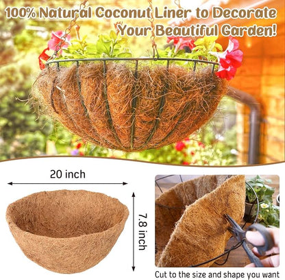 3 Pack 20 Inch Hanging Basket Coco Liners Replacement, 100% Natural Round - Image 3