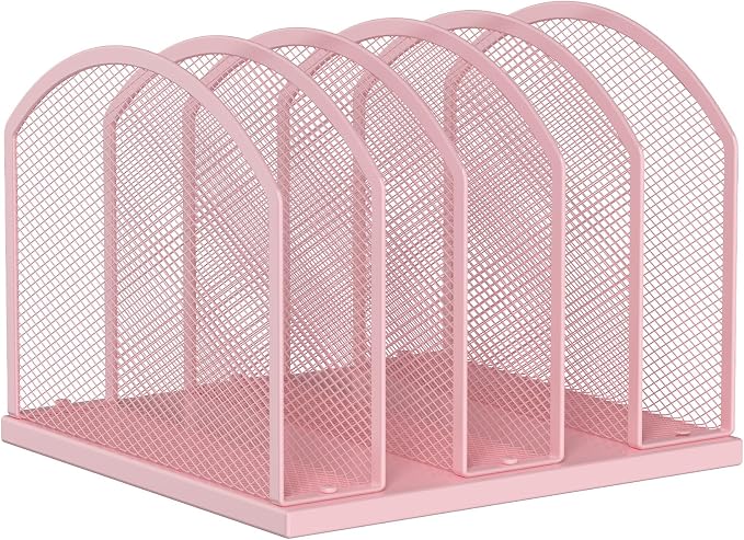 5-Section Vertical Desktop Organizer, 5-Section Mesh File Folder Stand Sorter by Gawerk
