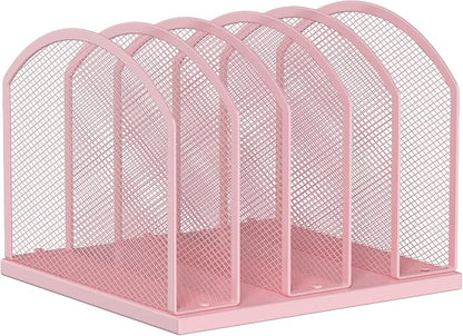 5-Section Vertical Desktop Organizer, 5-Section Mesh File Folder Stand Sorter by Gawerk