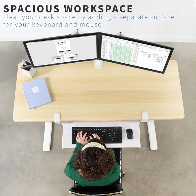 VIVO Large Clamp-on Computer Keyboard and Mouse Under Desk Slider Tray - Image 2