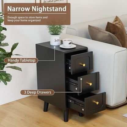 Small Nightstand Set of 2, Narrow Nightstand Slim Couch Side Table - Image 4