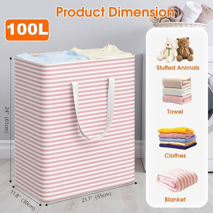 3 Pack Large Laundry Basket, Waterproof & Freestanding Laundry Hamper, - Image 2