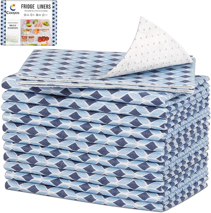 Cooyes 12 Pack Cloth Shelf Liners 17.7" × 36", Non-Slip Refrigerator Liners by Cooyes