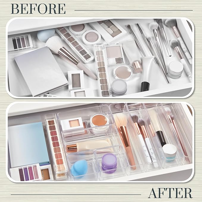 STORi SimpleSort 10-Piece Stackable Clear Drawer Organizer Set | Multi-size - Image 6