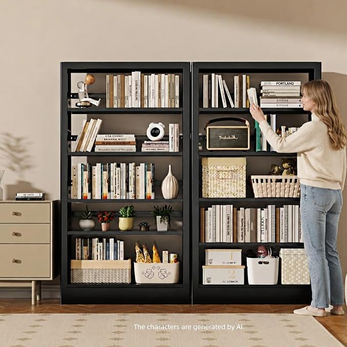 5-Tier Bookcase with Adjustable Storage Shelves, Heavy Duty Bookcase, Metal - Image 7