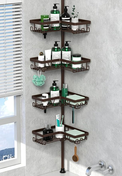 DAOYA Corner Shower Caddy Tension Pole Bronze Tension Rod Shower Organizer | by DAOYA