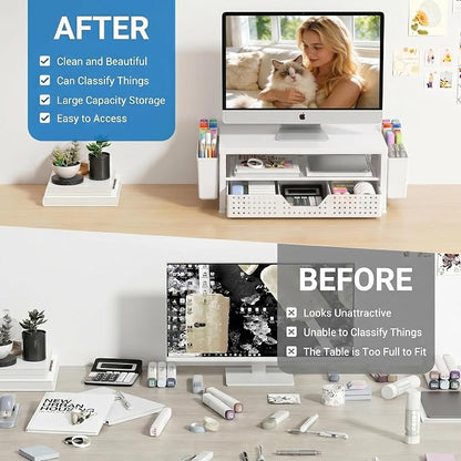 OPNICE Desk Organizers and Accessories, 2-Tier Computer Monitor Stand Riser - Image 2