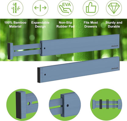 ANTOWIN Bamboo Drawer Dividers, Expandable Drawer Separators Splitter, 17-22 - Image 6