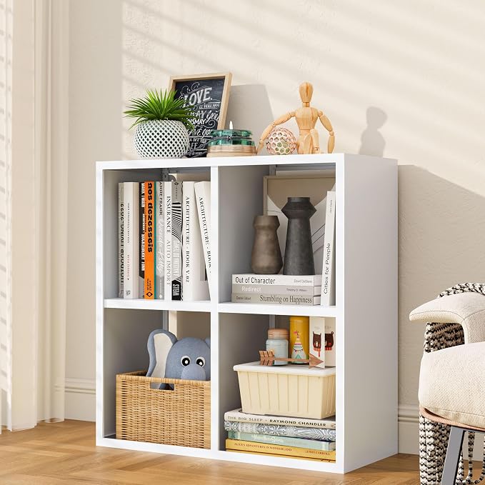 4 Cube Storage Organizer, Metal Cubby Storage Shelf, Small Box Bookshelf by CBNTKI