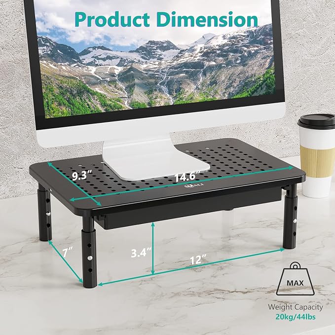 WALI Dual Monitor Stand with Storage, Desk Monitor Riser 3 Height Adjustable - Image 2