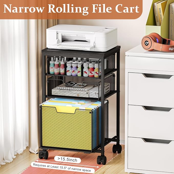 Sbanmao Rolling File Cart with 3 Drawers, File Cabinet with DIY Divider - Image 6