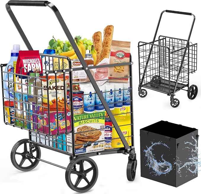 455lbs Shopping Cart for Groceries, Large Heavy Duty Grocery Cart on Wheels | by FOWORE