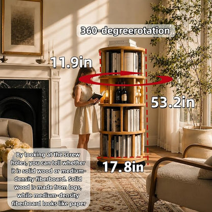 Solid Wood Rotating Round Bookshelf Towers - Image 6