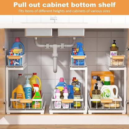 Under Sink Organizer 2 Tier, Pull Out Drawer Slides Under Sink Storage - Image 3