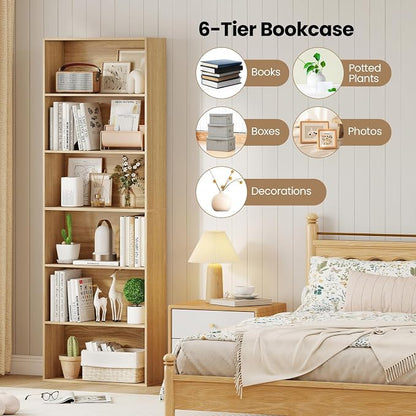 Giantex 6-Tier Bookcase, Freestanding Storage Organizer w/Open Shelves - Image 4