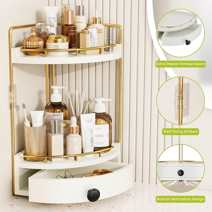 2-Tier Corner Bathroom Counter Organizer - Image 5