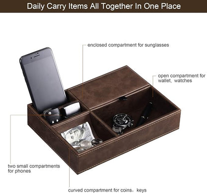 BEWISHOME Mens Valet Tray for men, Nightstand Organizer, Dresser Organizer - Image 4
