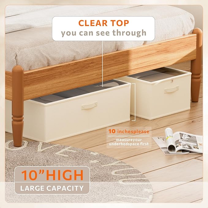 2 Pack Under Bed Storage Containers, 10 Inch Tall Underbed Clothes Storage - Image 2