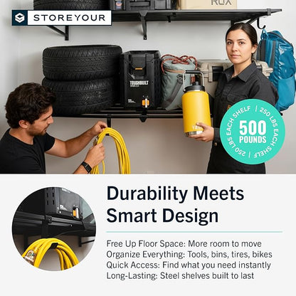 StoreYourBoard Heavy Duty Garage Shelf Wall Mount 2ft x 6ft – Wall-Mounted - Image 5