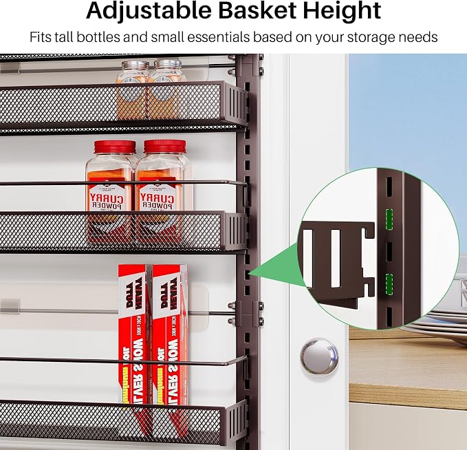 SNTD 8 Tiers Over the Door Organizer, Bronze | Pantry Door Organizers and - Image 4