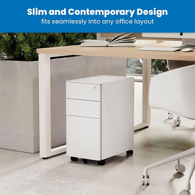Mount-It! Slim Rolling Under Desk Cabinet, Mobile Filing Cabinet - Image 9