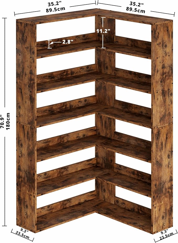 IRONCK Corner Bookshelf, Bookshelves 6 Tiers - Image 3