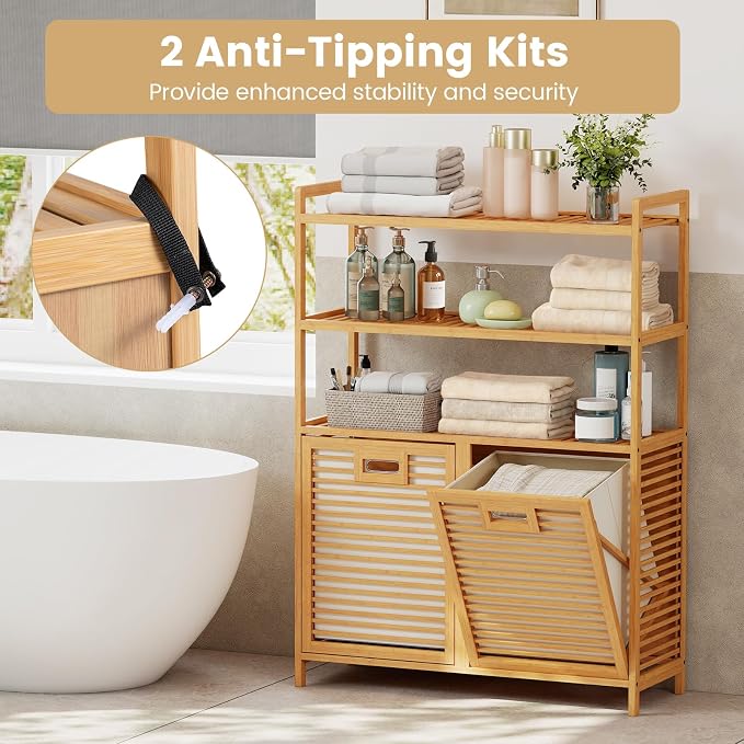 Giantex Double Tilt Out Laundry Hamper - Image 7