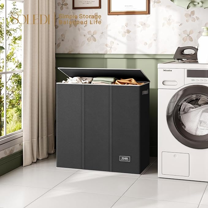 SOLEDI 160L Laundry Hamper 3 Section, Extra Large Laundry Hamper - Image 9