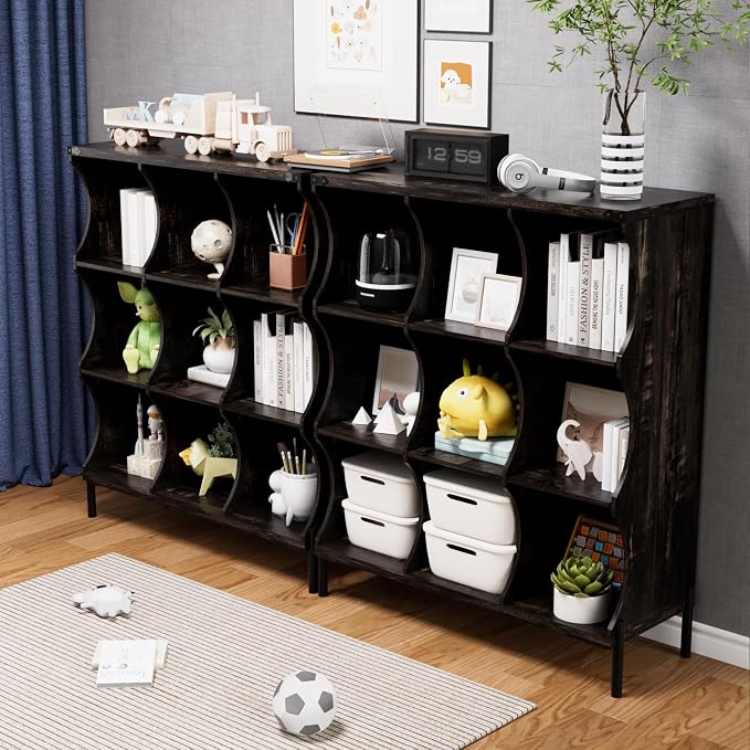9 Cube Storage Shelf Organizer, Low Book Shelf Bookcase Entryway Table - Image 6