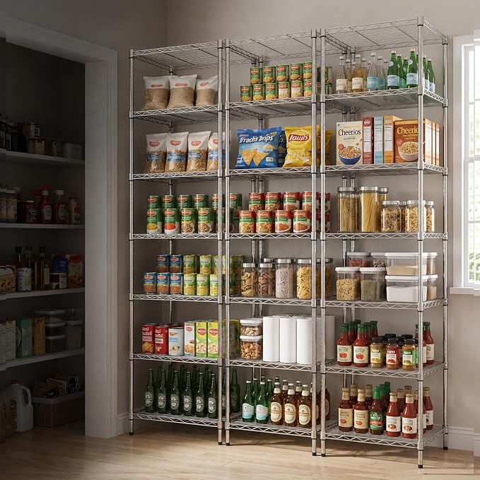 Finnhomy Heavy Duty 7 Tier Wire Shelving, Pantry Shelves - Image 7