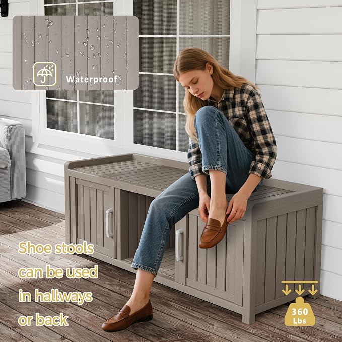 Storage Bench - Waterproof Resin Shoe Bench - Indoor & Outdoor Use - Image 4