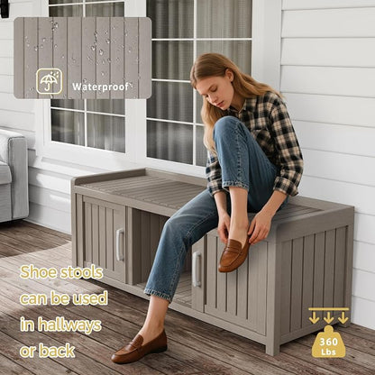Storage Bench - Waterproof Resin Shoe Bench - Indoor & Outdoor Use - Image 4