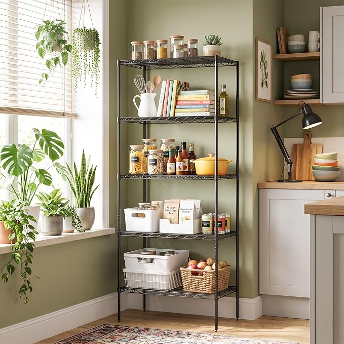 BestOffice | 5-Tier Wire Shelf | 14" x 24" x 60" | Black | Storage Shelves - Image 2