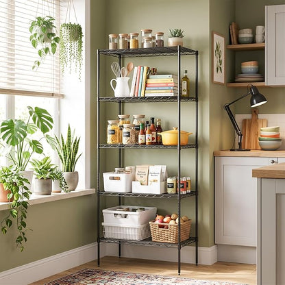 BestOffice | 5-Tier Wire Shelf | 14" x 24" x 60" | Black | Storage Shelves - Image 2
