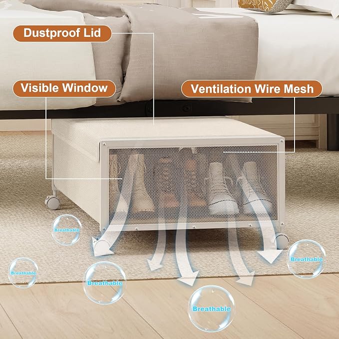 2 Pack Under the Bed Storage Containers, 10 inch Height Under Bed Shoe Storage - Image 5